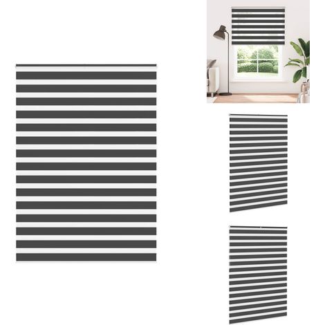Zebrarollo Schwarz 155x230 cm Stoffbreite 150,9 cm Polyester - Zebra-Jalousie - Zebra-Jalousien - Zebra-Rollo - Doppelrollo (1/5)
