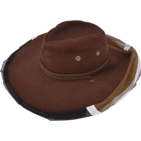 Chapeau de Cowboy d'apiculteur resserrant la conception chapeau de voile d'apiculture en maille respirante pour les apiculteurs pêcheurs chasseurs campeurs (1/5)