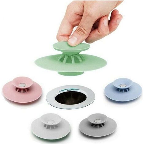 Lot de 5 bouchons de vidange en silicone pour baignoire, évier (1/4)