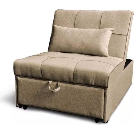 pouf 3 in 1 bellahome "king" trasformabile in poltrona e letto tortora 112x81x88 cm