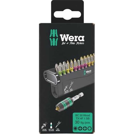 Jeu d'embouts avec support  Bit-Check 30 Wood TX HF 1 SB, 30 pièces - WERA - 05057437001