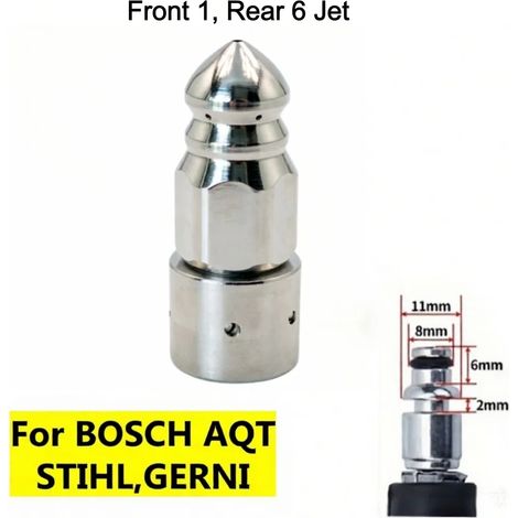 (BS 1-6) Embouts de buse de débouchage haute pression pour nettoyeur haute pression de canalisations Karcher série K/Lavor/Bort/WAP, à fixer directement sur le tuyau d'arrosage. (1/5)