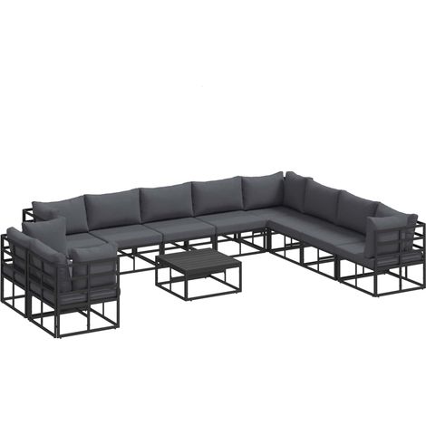 Maison Exclusive - Set Divano da Giardino con cuscino 11 pcs Nero Alluminio