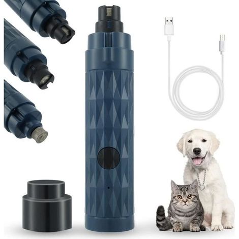 Elektrischer Hundekrallenschleifer, elektrische Hundekrallenfeile mit LED-Beleuchtung, elektrischer Krallenschneider für Hunde und Katzen (Blau) (1/4)