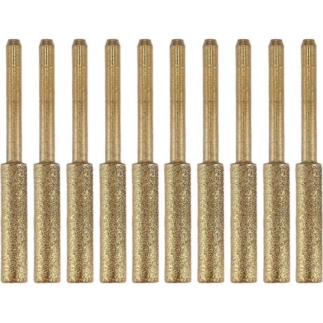 Kit d'affûtage de chaîne de tronçonneuse électrique10 meules diamantées plaquées titanehaute dureté dorée (1/5)