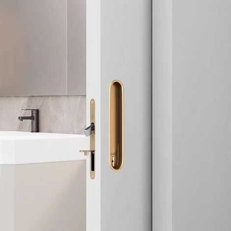 Sliding Mortise Handle Door Lock Invisible Sliding Door Edge Pull Handle Sliding Door Lock 154 mm (Gold) (1/5)