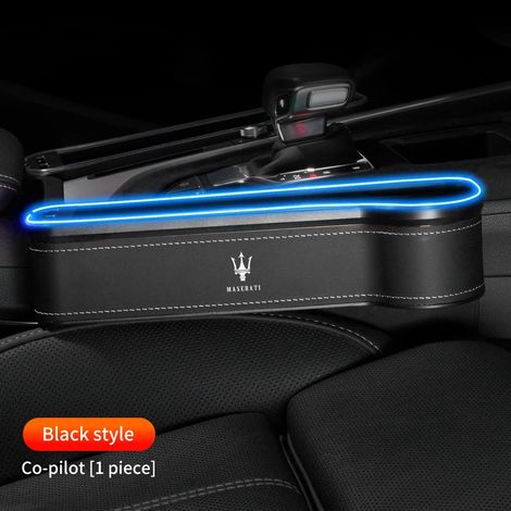 (Pour siège conducteur noir droit) Boîte de rangement en cuir pour l'espace entre le siège et la carrosserie, accessoires pour Maserati Levante, Ghibli, GranTurismo Coupé, Quattroporte Spyder (1/5)