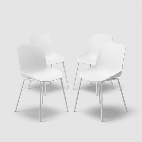 Set mit 4 modernen Esszimmerstühlen aus Polypropylen und Metall Cassandra - Weiß