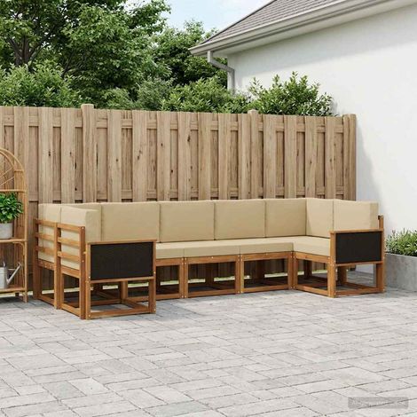 Teenpull – Outdoor-Sofagarnitur 7 Stk. Natur und Beige (1/5)