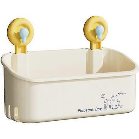 Étagère de rangement pour salle de bain avec ventouses, grande capacité, forte capacité de charge, facile à installer, étagère de rangement pour cosmétiques, jaune. (1/5)