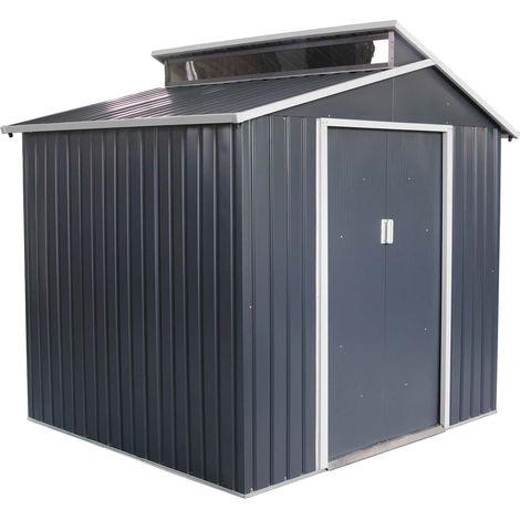 Gartenhaus aus Metall Gardiun Chester 4,25 m² Außenfläche 193x220x214 cm Verzinkter Stahl Grau Anthrazit