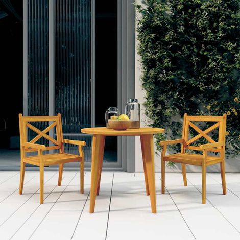 Chaises à manger d'extérieur lot de 2-Chaise de jardin Bois d'acacia massif 607838 (1/5)