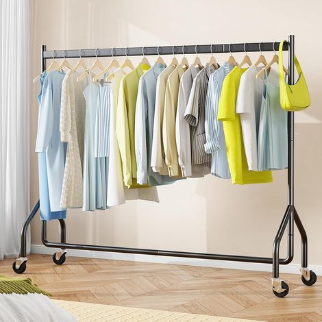 HOKEEPER Portant à vêtements sur roulettes, charge de 136 kg, 180cm largeur