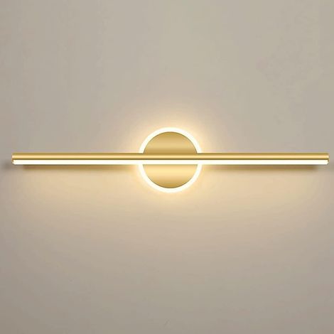 1 Applique murale LED, Miroir salle de bain, Aluminium doré, Éclairage maquillage, Vanité moderne