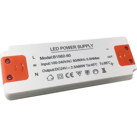 Barcelona Led – Alimentation pour luminaire 24V 60W – Transformateur à tension constante – IP20 ultra fin pour projets d'éclairage