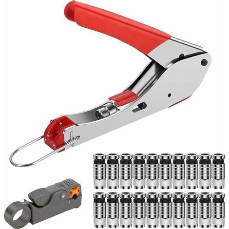 Crimpzangensatz, Kompressionszange für Koaxialstecker, F-Stecker mit 20 Sonnenblumensteckern (1/5)