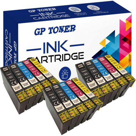 15 cartuchos de tinta para Epson GP-E603XL cmykk x3 GP (1/5)