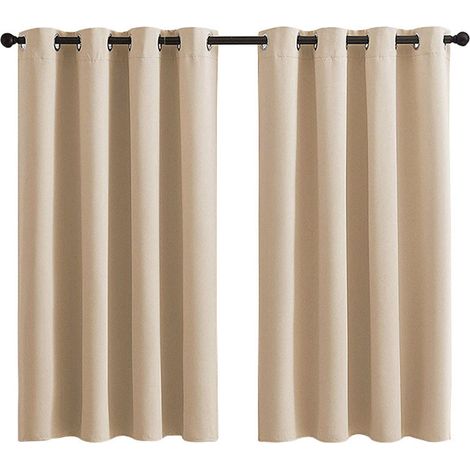 Lot de 2 Rideaux, Occultant, Tringle métallique, Isolation thermique, Pour chambre et salon (1/5)