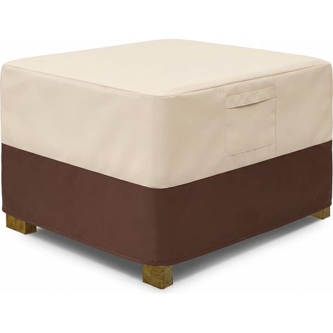 Housse de pouf de patio carré Vailge, pouf d'extérieur imperméable avec poignées rembourrées, housse de table d'appoint robuste (petit, beige et marron) (1/5)