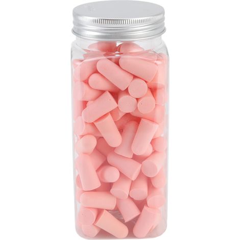 120 bouchons d'oreilles de sommeil rose, réduction de bruit, mousse à mémoire lente réutilisable, souple extensible, facile à porter (1/5)