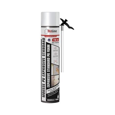 mousse pu - expansive - standard - manuelle - jaune - 750 ml - bizline 710587