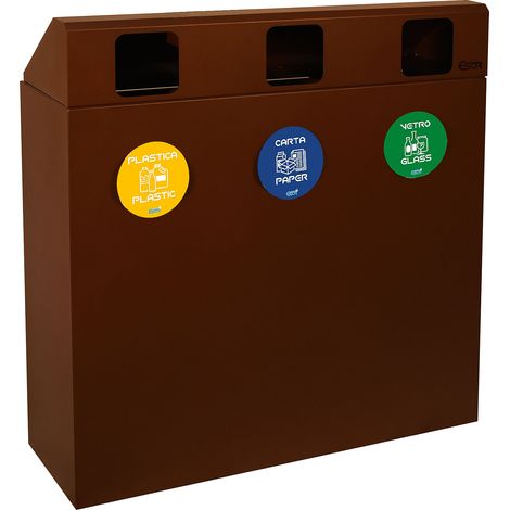 Mobile per Raccolta Differenziata 3 Scomparti 180 L 90x30x96 cm in Acciaio Verniciato Corten