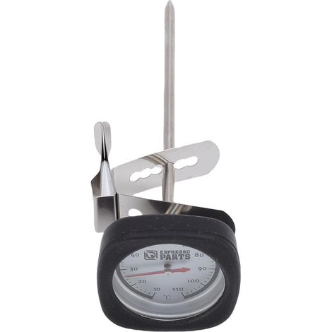 Termometro tascabile a lettura istantanea con clip, ideale per montare il latte. Termometro da cucina in acciaio inox 304, perfetto per cioccolata calda e caffè. Forma quadrata, colore nero. (1/5)