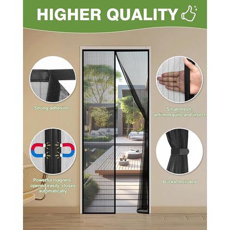 L&H-Cfcahl – Mosquitera magnética para puerta 120x210 CM – Poliéster negro – Instalación rápida sin herramientas – Protección contra insectos voladores - 7