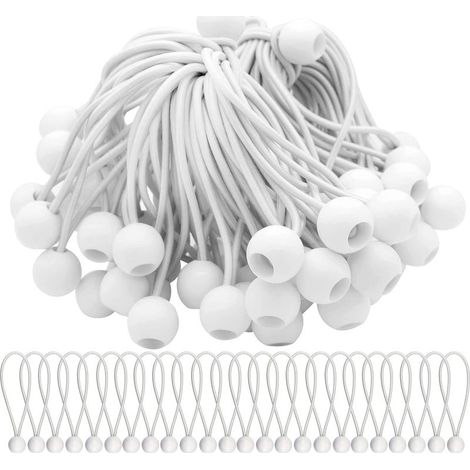 Set da 50 tenditori elastici, cordini elastici con palline elastiche Sandow per tendoni, tende, striscioni e teloni (1/4)