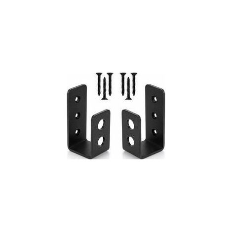 Lot de 2 supports de porte en acier robuste pour porte de 2 x 4, barre de sécurité en forme de U (1/5)