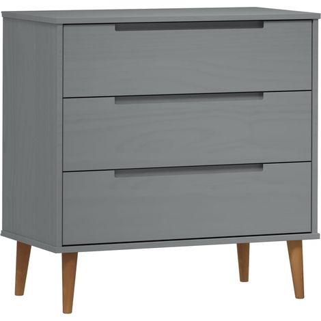 Drawer Cabinet MOLDE Grey 80x40x80 cm Solid Wood Pine vidaXL