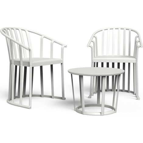 Fauteuils et table Raff Resol plastique blanc (Lot de 2+1) (1/5)
