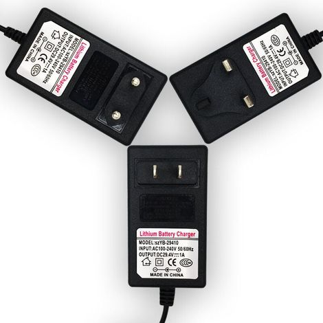 Adaptateur d'alimentation de Batterie au Lithium-ION, AC 100-240V DC 29.4V 1A Adaptateur d'alimentation de Charge de Remplacement, Chargeur d'adaptateur Professionnel, Protection Multiple(UE) (1/4)