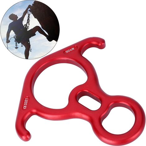 Mousqueton à anneau en corne de bœuf 50 kN, descendeur haute résistance pour l'escalade et le sauvetage en extérieur (rouge) (1/5)