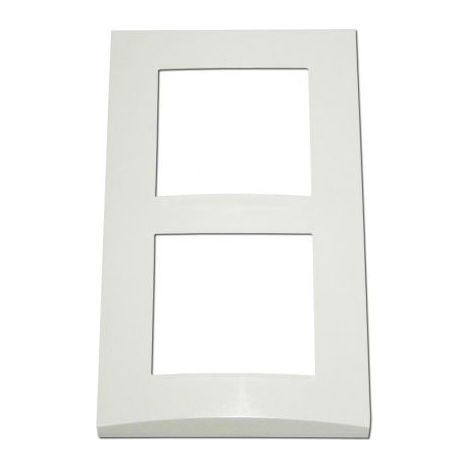 Plaque double blanche 2 postes verticale entraxe 57mm – Bord biseauté – Pour appareillage mural – Non compatible autres marques – Alternative Elec