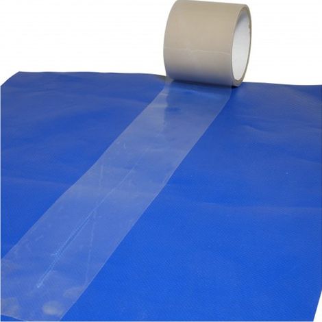 KALEMBAL Adhésif de réparation Bâche 200mm (Rouleau de 20 mètres) - Transparent - Anti-UV - Résistant (1/4)