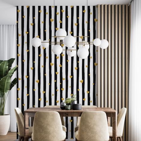 Papier peint - Coeurs Rayures - 1 LÉ de 60x260 cm - Surface L 60 x H 260 cm (1/4)