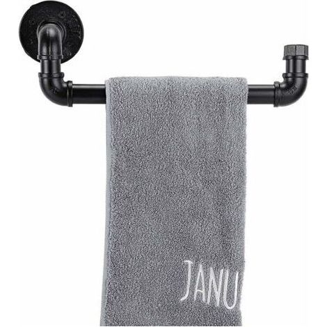 Porte-serviettes mural industriel en forme de tuyau pour cuisine, salle de bain 12.5X4.5X4.5in noir (1/4)
