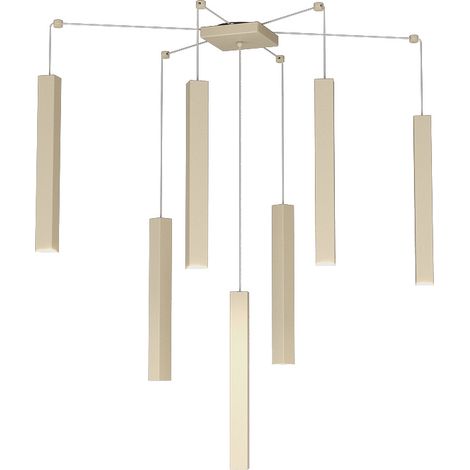 Sospensione Moderna Square Tube Metallo Sabbia 7 Luci Gu10 (1/4)