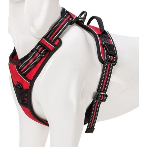 Harnais pour chien réfléchissant réglable dissuader tirer gilet pour animaux de compagnie Durable voiture Nylon TLH5651 chien laisse Husky (M) (1/4)