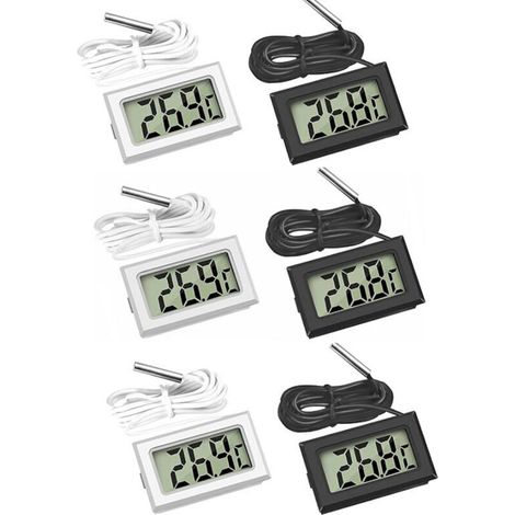 Thermomètre Numérique LCD avec Sonde 3 Noirs 3 Blancs