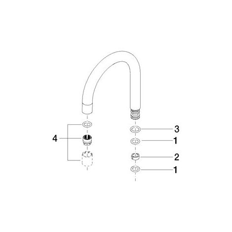 Dornbracht 90282221000-06 Bec verseur carré Pièces de rechange
