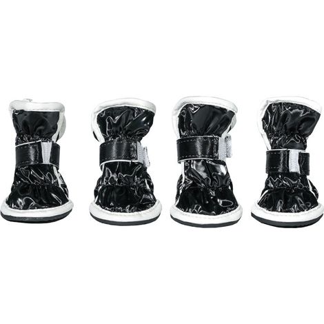 Bottes de neige imperméables pour chiens de petite et moyenne taille - Lot de 4, noires, en cuir PU (1/5)