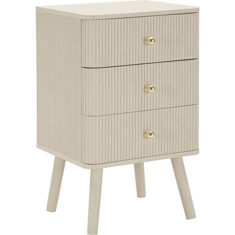 Table de Chevet 3 Tiroirs "Shy" 61cm Blanc (1/5)