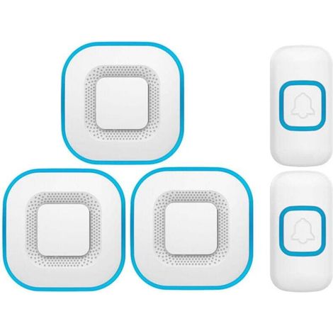 Sonnette sans fil intelligente - 3 sonnettes, 2 boutons - Blanc - Design moderne pour la maison.