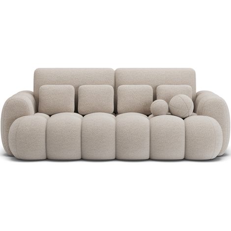 Les Tendances – Canapé convertible 3 places 256cm – Mécanisme Dolphin – Coffre de rangement 180 x 58 x 24 cm – Tissu polyester beige clair (1/5)