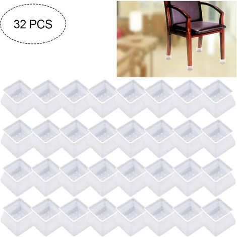 32Pcs Protection en Silicone de Meubles, Chaise Casquettes Pieds en Silicone de Rectangle Tampons Mobilier Table Couvre Protège-Jambes pour Jambes de Chaise, Jambes de Table, Jambes de Sofa (1/5)
