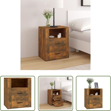 vidaXL Nachttisch mit Fach - Nachttisch Räuchereiche 50x36x60 cm Holzwerkstoff (1/5)