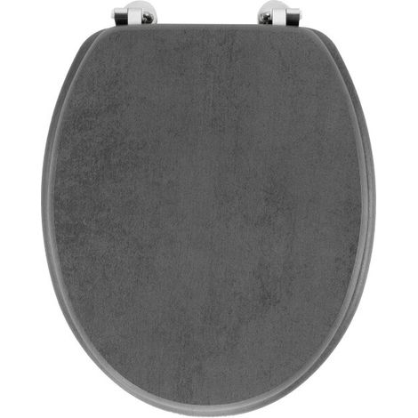 Abattant wc charnieres metal 37.5 x 46 cm mdf effet beton alium Sans (1/4)