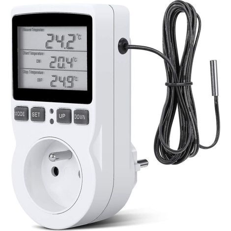 Digital Temperature Controller, Thermostat Plug for Heating and Cooling, LCD Temperature Regulator, 230V for Greenhouse/Terrarium Temperature Control (plug) (1/5)